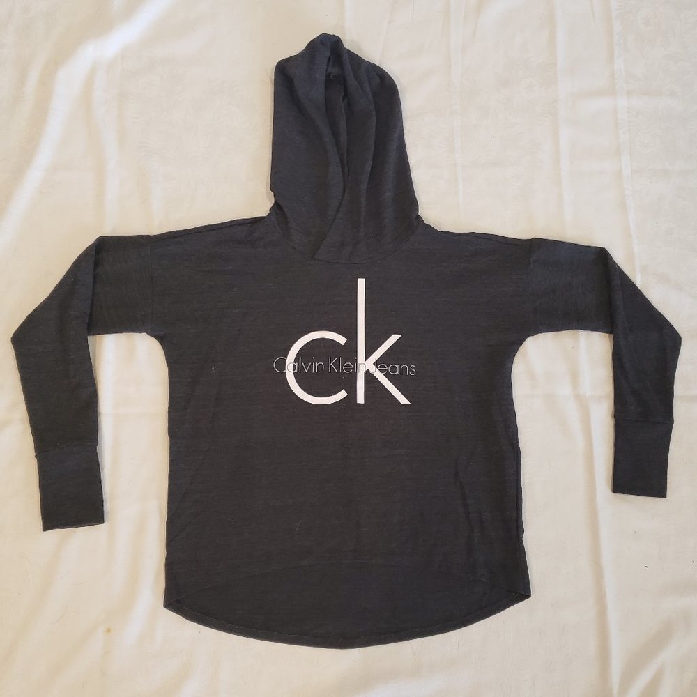 Calvin Klein Jeans Small Grey Hoodie w/ Brand Print